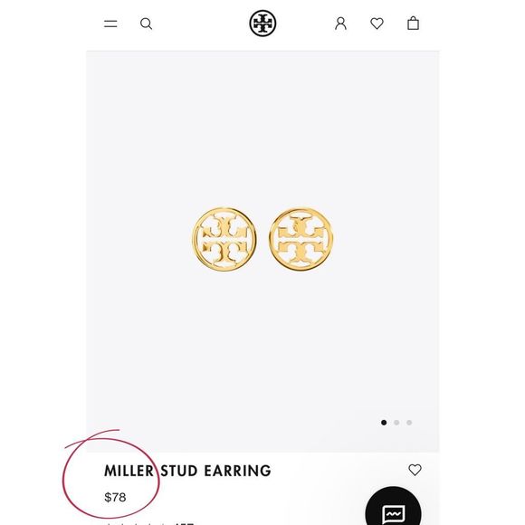 New Tory Burch Miller 18k Gold-Plated Stud Earrings in Gold $78 - Picture 3 of 14